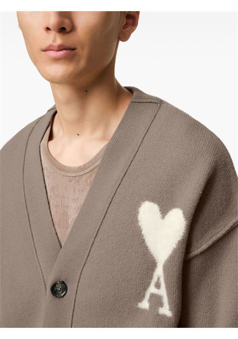 Cardigan Ami De Coeur in grigio Ami paris - unisex AMI PARIS | UKC090KN00900957